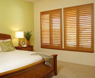Bedroom pine window shutters